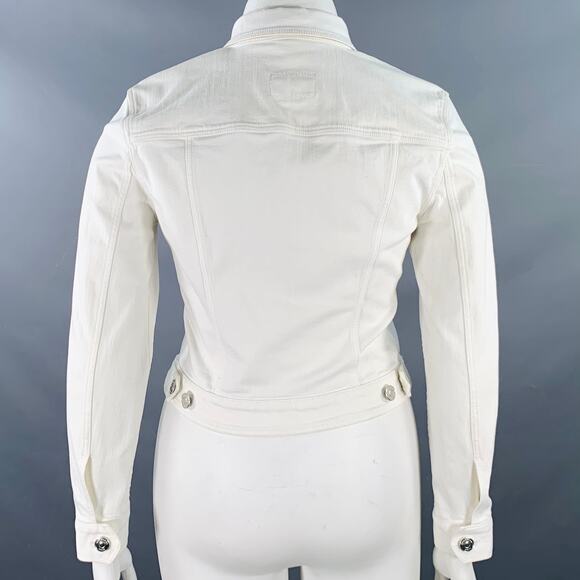 BURBERRY BRIT Size L Cream Cotton Blend Stretch Denim Jacket Blazer - Picture 3 of 8